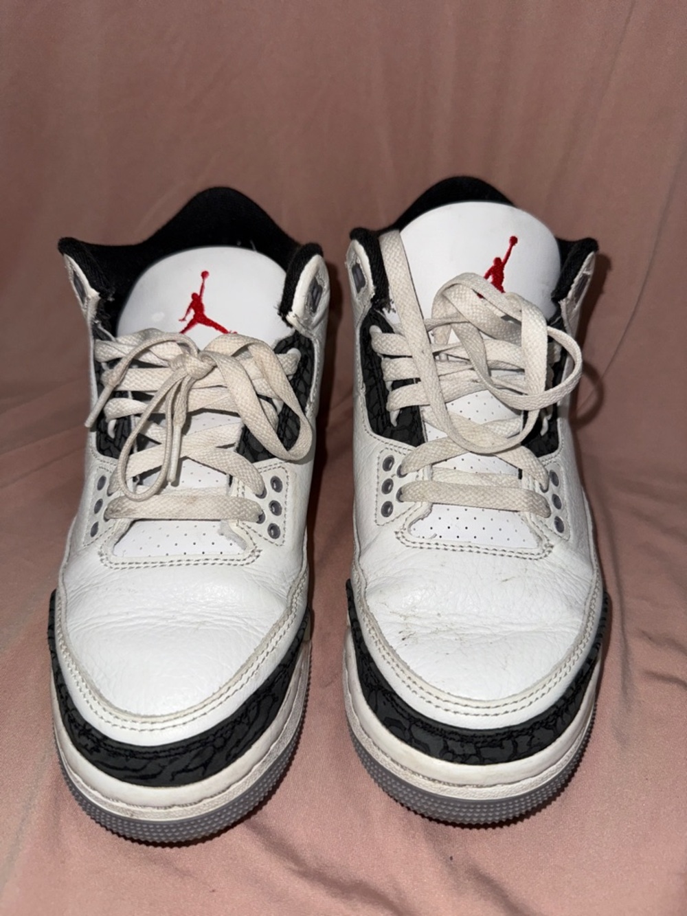 Jordan Retro Low Top Sneakers in White, Black & Red